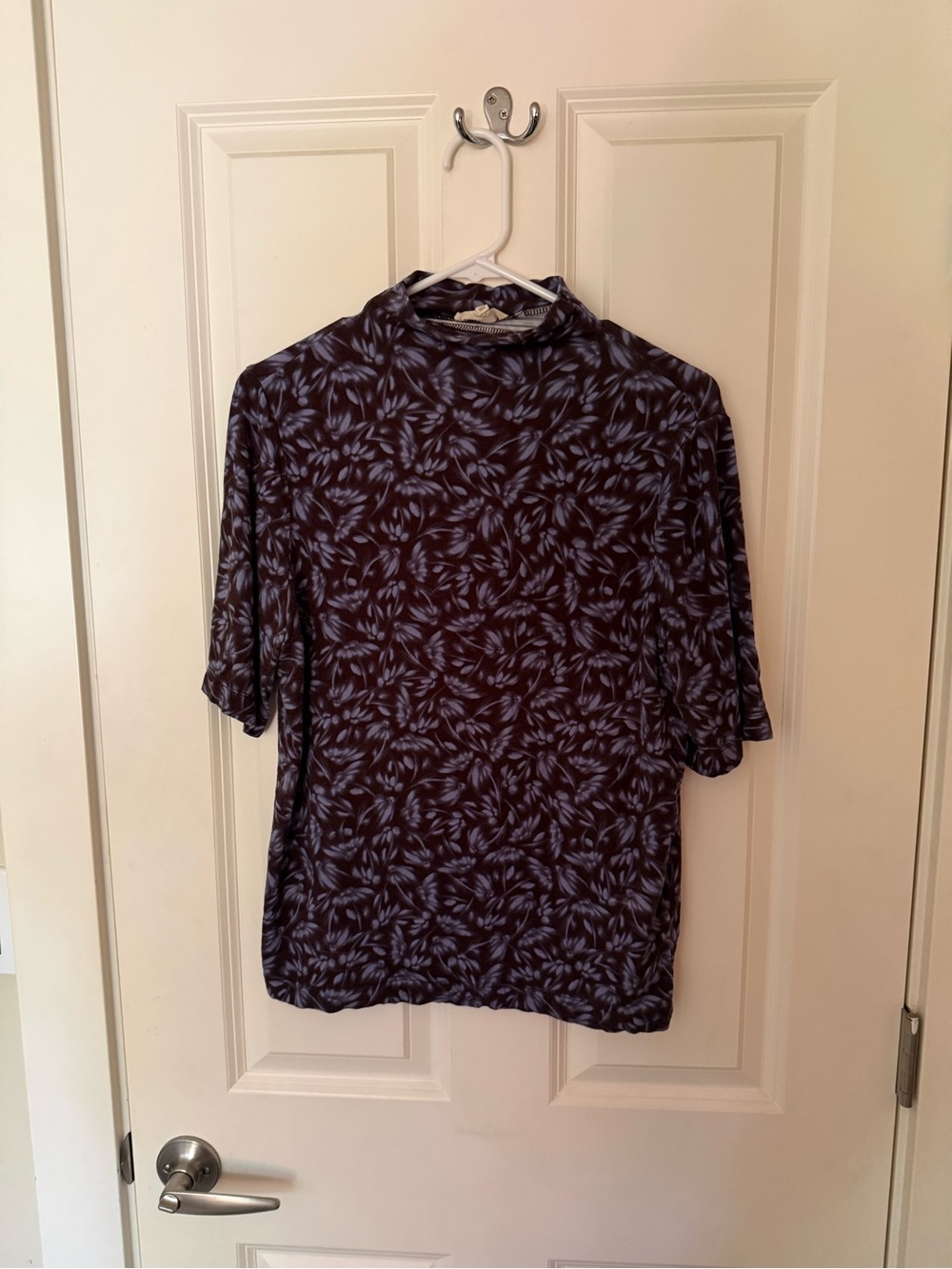 Floral Drapey Mock Neck Puff Sleeve Top